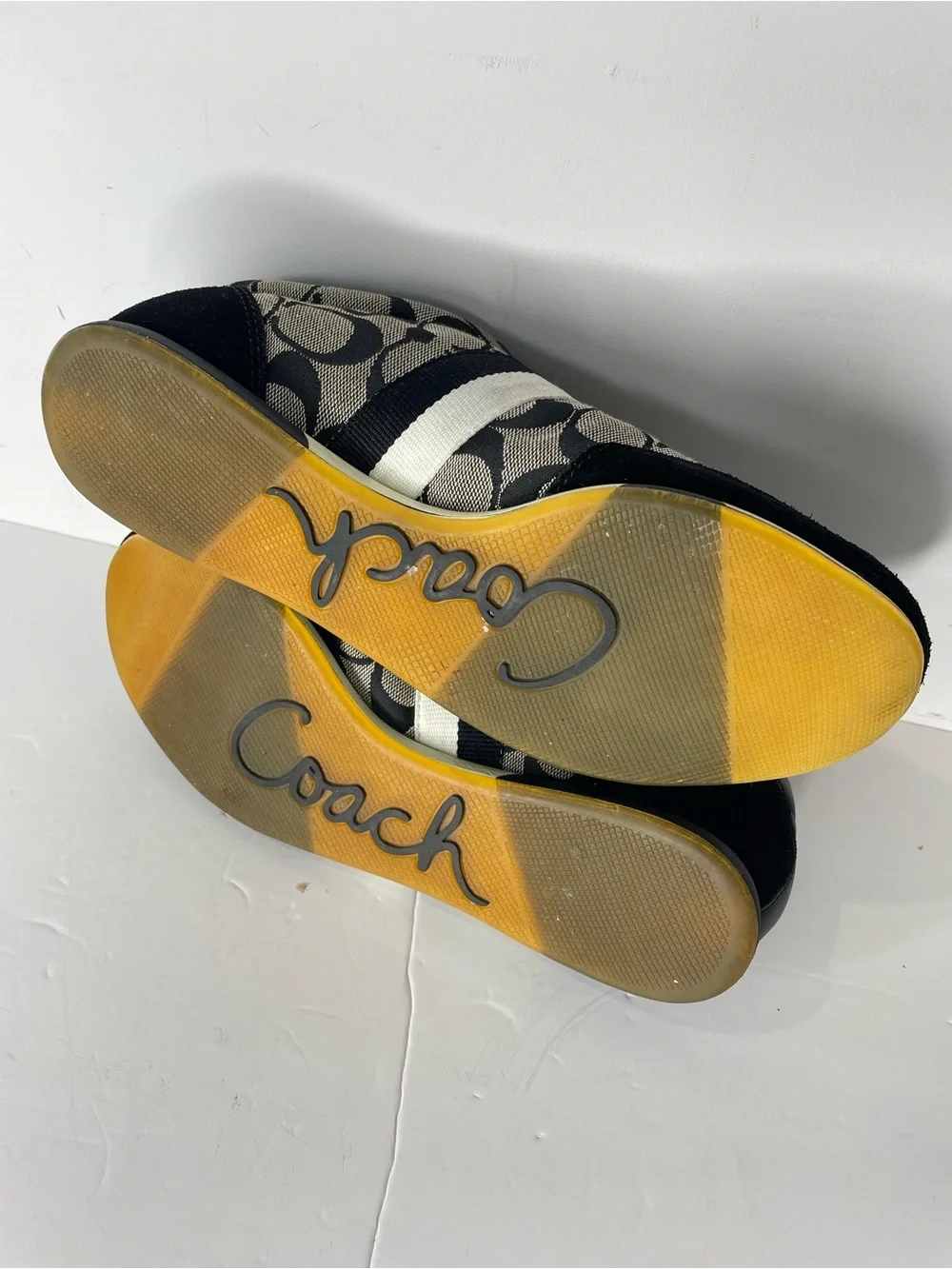 Coach Joss Sneaker 8.5 M Black White Signature Canvas & Suede Tennis Shoes